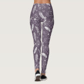 boho veren bloemmotief op paarse ELKE kleur Leggings (Achterkant)