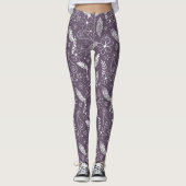 boho veren bloemmotief op paarse ELKE kleur Leggings (Voorkant)