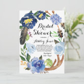 Boho veren Bridal Shower Uitnodiging (Staand voorkant)