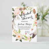 Boho veren Bridal Shower Uitnodiging (Staand voorkant)