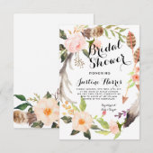 Boho veren Bridal Shower Uitnodiging (Voorkant / Achterkant)