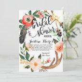 Boho veren Bridal Shower Uitnodiging (Staand voorkant)