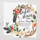 Boho veren Bridal Shower Uitnodiging (Voorkant / Achterkant)