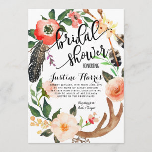Boho veren Bridal Shower Uitnodiging