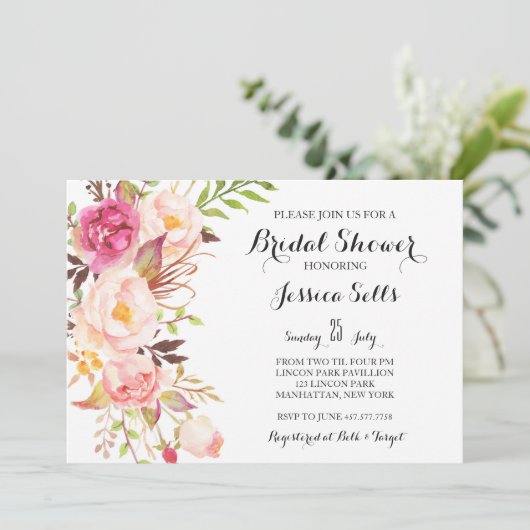 Boho veren Bridal Shower Uitnodiging (Staand voorkant)