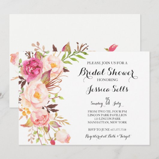 Boho veren Bridal Shower Uitnodiging (Voorkant / Achterkant)