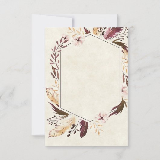 Boho veren budget bruiloft met veren kaart (Voorkant)