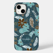 Boho veren doedelen bloemen blauwgroen turkooizen Case-Mate iPhone case (Achterkant)