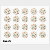 Boho veren en bladeren ontwerp ronde sticker (Vel)