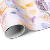 Boho veren en bloemen cadeaupapier (Rol Hoek)