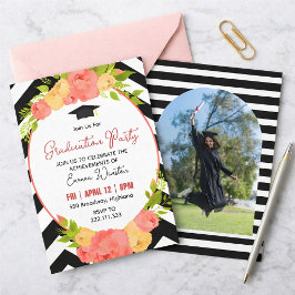Boho Veren en Bloemenkrans Afstudeerfeest Kaart
