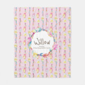 Boho veren en kralen roze naam betekenis fleece deken (Voorkant)