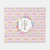 Boho veren en kralen roze naam betekenis fleece deken (Voorkant (Horizontaal))