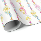 Boho veren en kralen waterverf kunst wrap cadeaupapier (Rol Hoek)