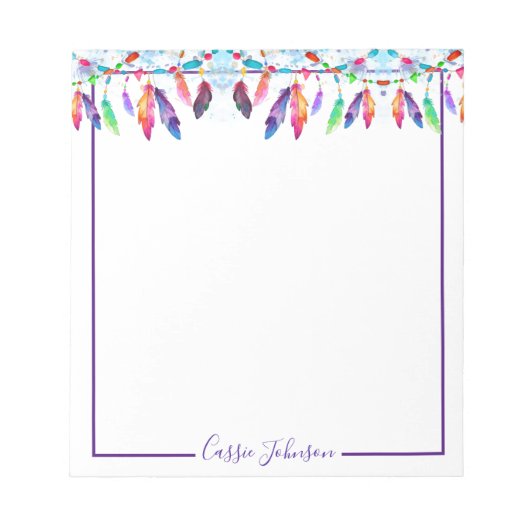 Boho veren gepersonaliseerd notitieblok (Voorkant)