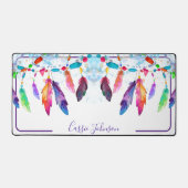 Boho veren gepersonaliseerd notitieblok bureaumat (Voorkant)