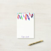 Boho veren gepersonaliseerd post-it® notes (Op bureau)