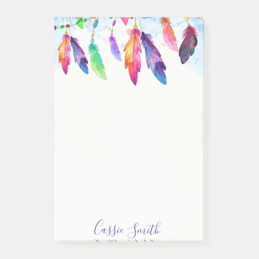 Boho veren gepersonaliseerd post-it® notes (Voorkant)
