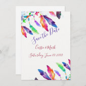 Boho veren gepersonaliseerd save the date (Voorkant / Achterkant)