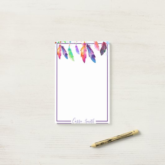 Boho veren gepersonaliseerde post-it notities post-it® notes (Op bureau)