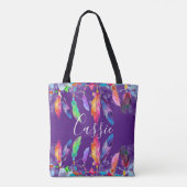 Boho veren gepersonaliseerde Tote Bag (Achterkant)