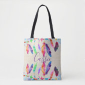 Boho veren gepersonaliseerde Tote Bag (Voorkant)