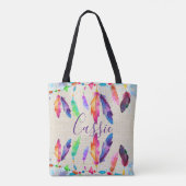 Boho veren gepersonaliseerde Tote Bag (Achterkant)