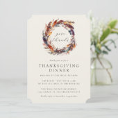 Boho Veren Herfst Foliage Thanksgiving Diner Kaart (Staand voorkant)