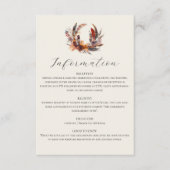 Boho veren Herfst krans kalligrafie bruiloft Informatiekaartje (Voorkant)
