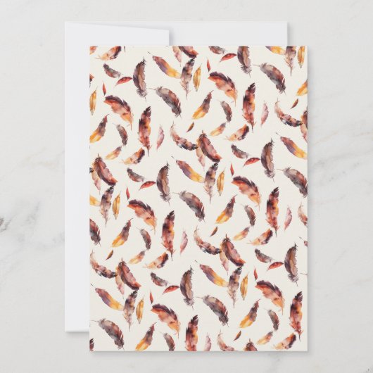 Boho veren Herfst krans kalligrafie bruiloft Kaart (Achterkant)