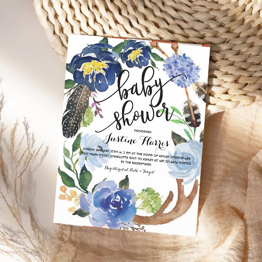 Boho Veren Jongens Baby Shower Kaart