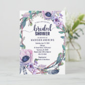 Boho veren krans bruids douche uitnodiging (Staand voorkant)