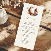 Boho Veren Krans Calligrafie Herfst Bruiloft Menu