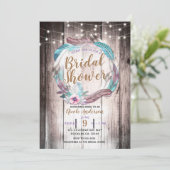 Boho Veren Krans & Lichtslingers Bruidsdouche Kaart (Staand voorkant)