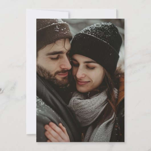 Boho veren krans monogram winter bruiloft save the date (Achterkant)