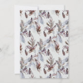 Boho veren krans monogram winter bruiloft save the date (Achterkant)