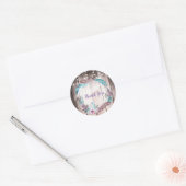Boho veren krans & snoer verlichting bruidsdouche ronde sticker (Envelop)