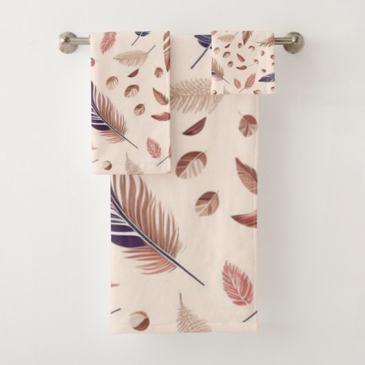 Boho, veren, Modern, Chic, Nuetral, Tan Bad Handdoek (Insitu)