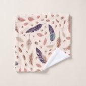 Boho, veren, Modern, Chic, Nuetral, Tan Bad Handdoek (Wasdoekje)