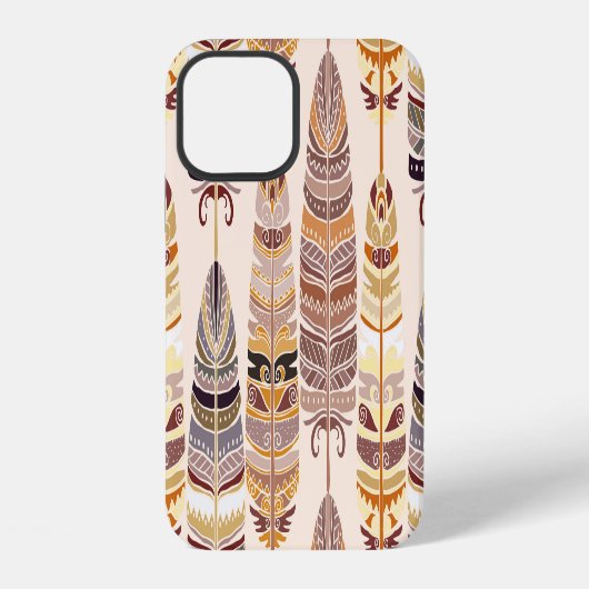 Boho-veren: Naadloos Tribalpatroon iPhone Hoesje (Achterkant)