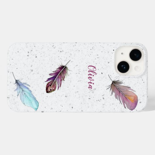 Boho-veren op bespikte achtergrond Aangepast Case-Mate iPhone Case (Achterkant (horizontaal))