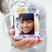 Boho veren paarse geel wit foto koffiemok