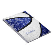 Boho veren paisleuze blauw wit basketbal notitieboek (Rechterzijde)
