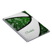 Boho veren paisleuzen groen wit basketbal notitieboek (Rechterzijde)