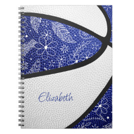 Boho veren paisley blauw witte basketbal notitieboek