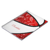 Boho veren paisley rood wit basketbal notitieboek (Linkerzijde)