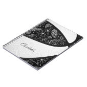 Boho veren paisley zwart wit basketbal notitieboek (Linkerzijde)