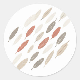 Boho-veren roest taupe diagonaal patroon ronde sticker