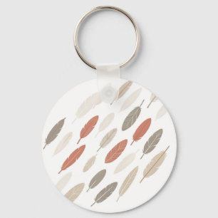 Boho-veren Roest Taupe Diagonaal Patroon Sleutelhanger