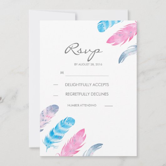 Boho Veren Waterverf Bruiloft RSVP Kaarten (Voorkant)